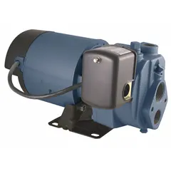 Convertible well jet pump for residential water supply from shallow or deep wells. Rated 1/2 hp, 115/230V AC, 5.8 gpm, 102 ft head. Includes motor; ejector not included.