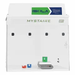 This instructional ductless fume hood is fully assembled and includes a blower, base/stand, and work surface. It provides a contained workspace for handling chemical vapors, particulates, and fumes without external ducting, suitable for laboratory and educational settings.