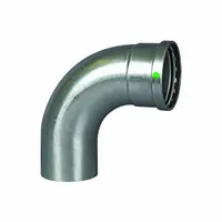 Stainless steel 90° elbow fitting for potable water systems. Connects 4 in CTS tubing with press-fit x FTG ends and EPDM seal. Suitable for commercial and industrial plumbing applications requiring leak-free joints without soldering or threading