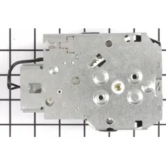 This timer controls cycle sequencing and timing in washing machines and dryers. It manages wash, rinse, and spin durations. Suitable for use as a replacement part in compatible appliances.