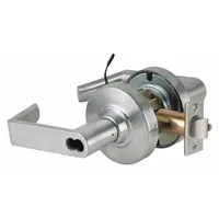 Electric lever lockset in the ND Rhodes style for storeroom applications requiring remote locking and unlocking. Satin chromium-plated cast zinc finish. ADA compliant. Configured for Small Format Interchangeable Core (SFIC). Not ligature-resistant; no visual indicator