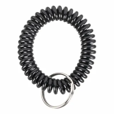 LUCKY LINE PRODUCTS Key Chain: 7/8 in Key Ring Dia, Polyurethane, Black, 2 in Overall Wd, 3/8 in Overall Dp - Key Wrist Straps
