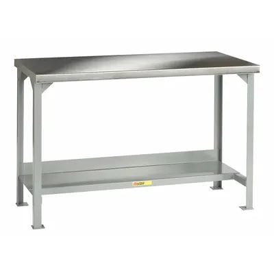 LITTLE GIANT Workbench: Fixed Ht, Stainless Steel, 60 in x 30 in - Workbenches with Lower Shelves