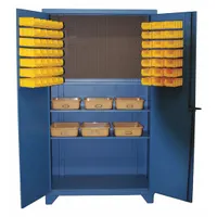 GREENE MANUFACTURING, INC. Pegboard Bin Cabinet: 48 in x 24 in 84 in, 2 Shelves, 62 Bins, Yellow (MPN GTV-4000)