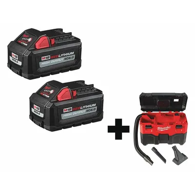 MILWAUKEE 2-Gallon Wet/Dry Shop Vacuum, Plastic, Bagless, 1-1/4 in x 6 ft Hose - Milwaukee Shop Vacuums