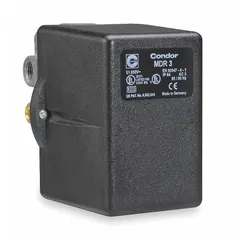 General purpose pressure switch with diaphragm actuator for air and water systems. Pressure range 60 to 232 psi. Connections: (3) 1/4" FNPT and 3/8" FNPT. Suitable for monitoring and controlling pressure in compressors, pumps, and HVAC equipment.