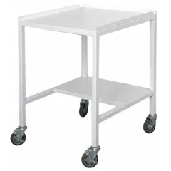 Powder-coated steel mobile cart designed to support and transport fume hoods in laboratory settings. Overall dimensions: 24 in width, 28 in depth, 34 in height. Load capacity of 300 lb. Suitable for positioning ventilation equipment during lab reconfiguration or maintenance.