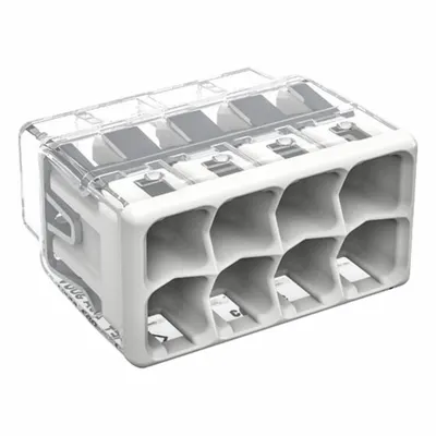 WAGO 2773-408/K000-0002 Push-In Connector, 8-Port, 20-12 AWG Solid, 32 A, 600 V - Push-In Connectors