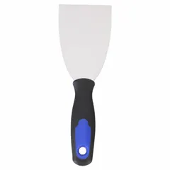 This standard scraper features a stiff, tapered carbon steel blade for controlled scraping. The handle is made of polypropylene with a rubberized TPR grip. Suitable for removing paint, adhesive, gaskets, and other buildup from flat surfaces in general maintenance and repair tasks.