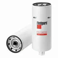 Spin-on fuel/water separator for trucks, compatible with Guangxi Liugong Machinery vehicles. Overall length 11 1/2 in, outside diameter 4 1/4 in, thread size 1"-14. Removes contaminants and separates water from diesel fuel to protect engine components