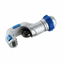 Pipe cutter for use with clamp-on pipe systems. Designed for cutting pipes to length during installation or maintenance of structural framing and material handling systems.