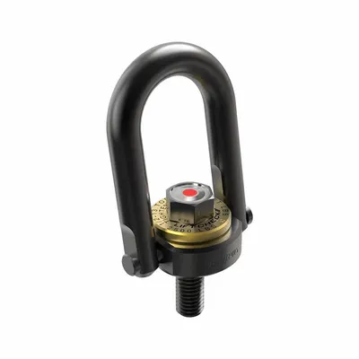 JERGENS Hoist Ring: Pivot/Swivel, w/Indicator, Black Oxide-Coated Steel, 1 1/4"-7 - Force-Indicating Pivot & Rotate Hoist Rings