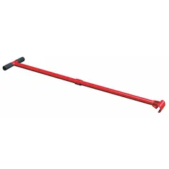 This steel steering bar provides leverage for manually rotating or steering heavy machine rollers during maintenance, alignment, or positioning tasks. Overall length is 49 1/2 inches, overall width is 9 1/2 inches, with a red finish.