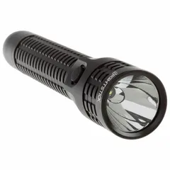 This rechargeable flashlight delivers 1,100 lumens with a 6.5-hour run time at maximum brightness. It includes an AC/DC charger with cords and a rechargeable battery. Suitable for maintenance, inspection, security, and emergency response tasks requiring portable illumination.