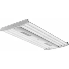 This 4 ft. linear LED bay light delivers 60,670 lumens at 5000K color temperature, consuming 365W. It operates on 347 to 480V AC and features a narrow distribution pattern for mounting heights of 30 ft to 60 ft. Designed to replace 1000W metal halide fixtures, it is suited for high-bay applications in industrial and commercial spaces.
