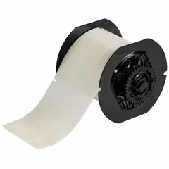 This precut label roll is made of self-extinguishing vinyl with a clear matte finish. Each label measures 3 3/4 in x 1 in and is designed for use with the i3300 printer series and B30-R4300 ribbon. Suitable for industrial identification on cables, wires, and cylindrical surfaces.