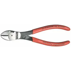 Manual, straight, oval-jaw diagonal cutting plier with 3/8 in jaw length and 3/8 in jaw width. Designed for cutting hard wire with high-leverage action. Not insulated. Suitable for industrial maintenance, electrical work, and general fabrication.