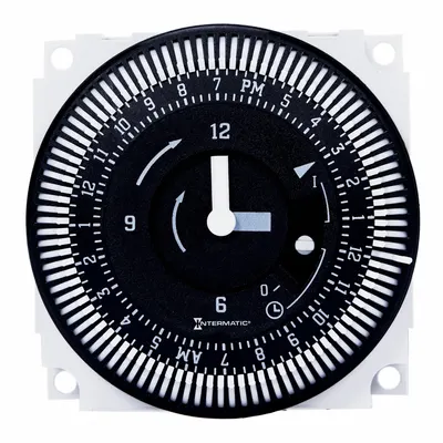 INTERMATIC Electromechanical Timer: 24 hr, SPDT, 12/24V AC, 48 On/Off Cycles - Max - Panel Cover-Mounted Electromechanical Timer Switches