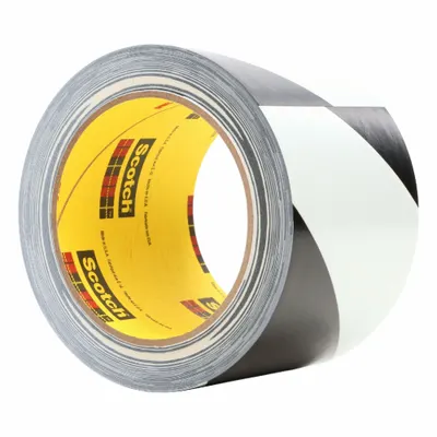 3M Floor Marking Tape: Gen Purpose, Striped, Black/White, 3 in x 108 ft, 5.4 mil Tape Thick - General Purpose Floor Marking Tape