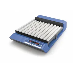This lab roller from IKA provides gentle mixing of samples in 10 mL containers. It operates at a speed range of 0 to 80 RPM and is usable at 4 to 50°C in incubators, making it suitable for temperature-controlled environments. Common applications include blending cell cultures, reagents, and suspensions.