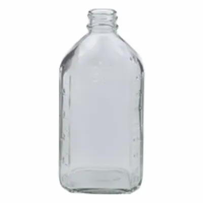 QORPAK Graduated Bottle: 180 mL, Colorless, 28-400, No Closure, 48, No Closure - Clear Narrow Mouth Round Glass Lab Bottles