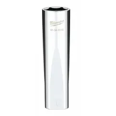 This 6-point deep socket features an anti-roll hex shape to prevent rolling on sloped surfaces. With a 1/2 in drive and 16 mm metric size, it is suited for fastening or loosening nuts and bolts in recessed or hard-to-reach areas. The chrome finish provides corrosion resistance.