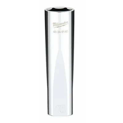 MILWAUKEE Deep Well Socket: Metric, 1/2 in Drive Size, 16 mm Socket Size, 6-Point - Anti-Roll Hand Sockets
