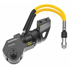 Hydraulic square-drive torque wrench from the RSQ-ST series, delivering 18,843 ft-lb (25,547 N-m) of torque. Features a 2 1/2 in square drive, 1/4 in NPTF pressure port, and 1/4 in NPTF return port. Used for tightening and loosening bolted joints in heavy industrial applications.
