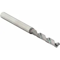 This coolant-through solid carbide jobber-length drill bit is designed for drilling steel and cast iron. It features an EgiAs coating and a 140° R-Thinning point for efficient chip evacuation and precise hole making in industrial metalworking applications