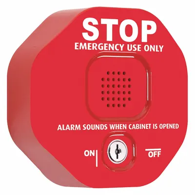 STI Exit Door Alarm: 0.5 V DC, Mortise, Red, Polycarbonate, Siren - Standard Door Alarms
