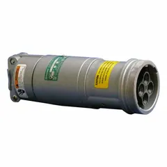 Gray watertight connector rated for 600V AC, three-phase, 100 A, with 4 poles and 3 wires. Suitable for industrial power distribution in environments requiring moisture and dust resistance.