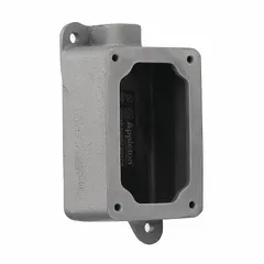 This 1-gang hazardous location electrical box is constructed from copper-free aluminum for corrosion resistance. It features a 1/2-inch hub size with a Dead End hub type. Suitable for housing electrical connections in environments where flammable gases or vapors may be present.