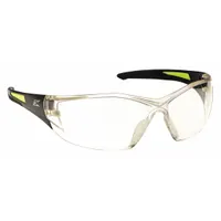Full-frame safety glasses with padded comfort-fit design. Black frame features anti-reflective coating and metal-detectable properties for use in environments where metal contamination must be identified