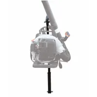 Backpack blower rack for organizing and securing backpack blowers during transport. Overall length 41 inches, overall width 13 inches. Suitable for use in service trucks, utility vehicles, or trailers to prevent equipment shifting and damage