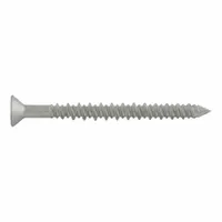 Flat-head screw anchor for fastening into concrete, brick, or block. Case-hardened steel with zinc-plated finish. Pointed tip and Torx drive. Removable. 9/64 in diameter. Supplied in 5,000-piece pack