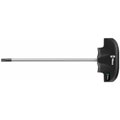 This T-shaped key features a T15 tip size and a standard end, designed for Torx and Torx Plus fasteners. The short arm length of 4 inches provides access in confined spaces. Constructed from alloy steel with a chrome finish, it is suited for assembly, repair, and maintenance tasks.