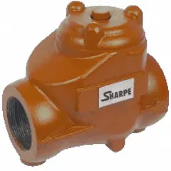 This SHARPE swing check valve is a 2-way, inline valve body with a 3 in pipe size and FNPSM x FNPSM connections. The carbon steel construction provides strength for industrial fluid handling. It allows flow in one direction and automatically closes to prevent backflow, suitable for horizontal or vertical installations in water, oil, and gas systems.