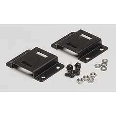 This gray metal bracket kit measures 7 inches in length, 1 inch in height, and 7 inches in width. It is used for mounting vehicle warning lights, beacons, and sirens in fleet and emergency vehicle applications.