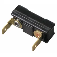 Type II automotive circuit breaker with blade terminal connection for plug-in mounting. Rated for 12V DC systems. Automatically resets after fault clearance. Suitable for protecting wiring and components in vehicle electrical systems.