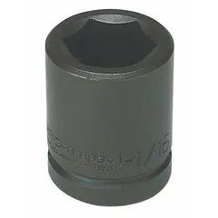 This 3/4" drive impact socket is designed for use with impact wrenches in heavy-duty fastening applications. It features a 3/4" SAE hex size, 6-point configuration, and black oxide finish. Suitable for automotive, construction, and industrial tasks requiring secure engagement on standard fasteners.