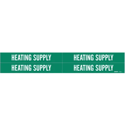 BRADY Pipe Marker: Heating Supply, Green, White, Fits 3/4 to 2 3/8 in Pipe O.D. - Heating Supply Adhesive Pipe Markers