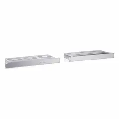 This RITTAL cooling fan tray is designed for roof mounting in equipment racks. It operates on 24V DC and provides air distribution to help manage heat in enclosed racks. The unit has a 19-inch width suitable for standard rack widths.