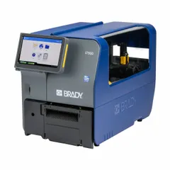 Single-color printer supporting direct thermal and thermal transfer printing. Includes battery, US-plug power cord, and Product and Wire ID software. Suitable for on-demand label printing in industrial settings such as wire and cable identification, product labeling, and asset tagging.