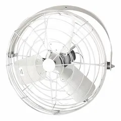 This corrosion-resistant industrial wall-mount fan features an 18-inch blade diameter and operates on 115V AC with a 1/12 hp motor. It offers three speeds via a bracket mount and is non-oscillating, designed for wall mounting. Suitable for ventilation and air circulation in industrial environments where corrosion resistance is required.