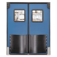Swinging Door: Polyethylene, 2 Doors, Blue, 8 ft Door Wd, 8 ft Door Ht, Window Included, 1 PR (MPN 9696RDRBL)