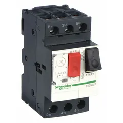 Non-reversing manual motor starter with integrated thermal overload protection. Rated 2.5 A, 3 poles, maximum voltage 690V AC. Includes push-button control and built-in thermal units, eliminating the need for separate overload relays. Suitable for starting and stopping motors in applications such as conveyors, pumps, and fans.