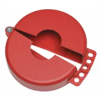 Hinged lockout device for gate valves with hand wheel diameters from 2-1/2 to 5 inches. Used to isolate valves during maintenance or lockout/tagout procedures, preventing accidental operation