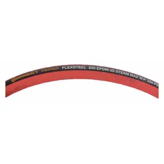 This EPDM bulk steam hose features a red EPDM cover and tube, rated for saturated steam up to 450°F and 250 psi. With a 1-1/2 in inside diameter and 50 ft length, it is suited for industrial steam transfer applications such as cleaning, thawing, and process heating.