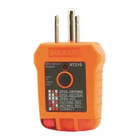 KLEIN TOOLS GFCI Receptacle Tester: 5-15P, Light, No Display, GFCI Testing (MPN RT210)