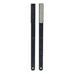 Square diamond abrasive file for fine sharpening and deburring of hard materials such as carbide, ceramic, and tool steel. Each file measures 1-3/4 in length by 1/2 in width by 1/2 in height. Suitable for precision tool maintenance in machining, metalworking, and industrial maintenance applications. Pack of 10.